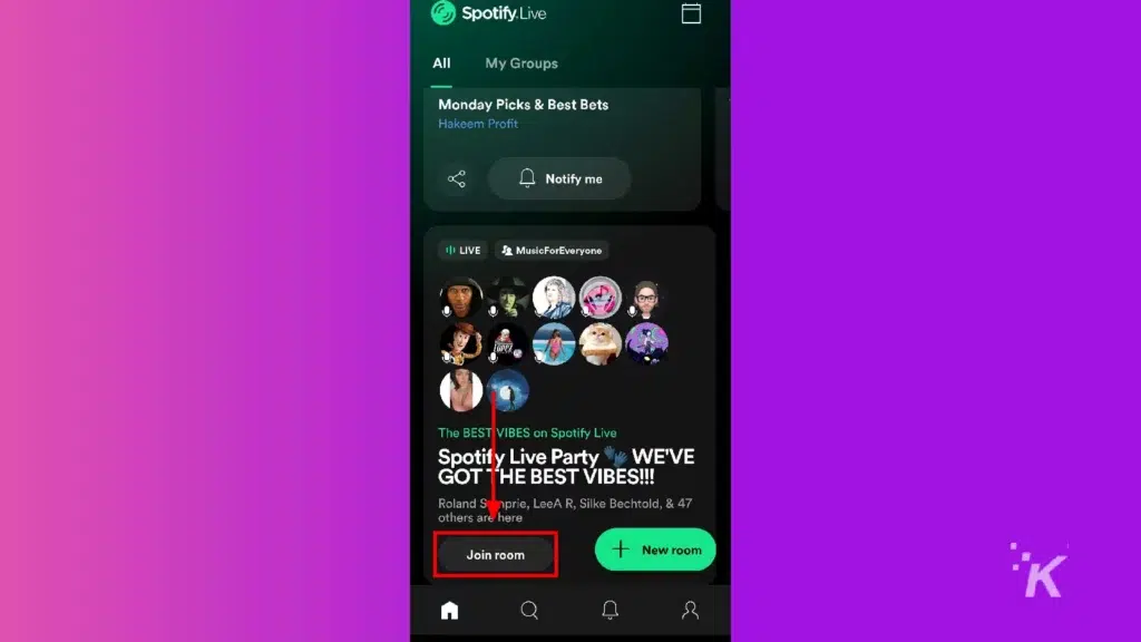 spotify live join room button 