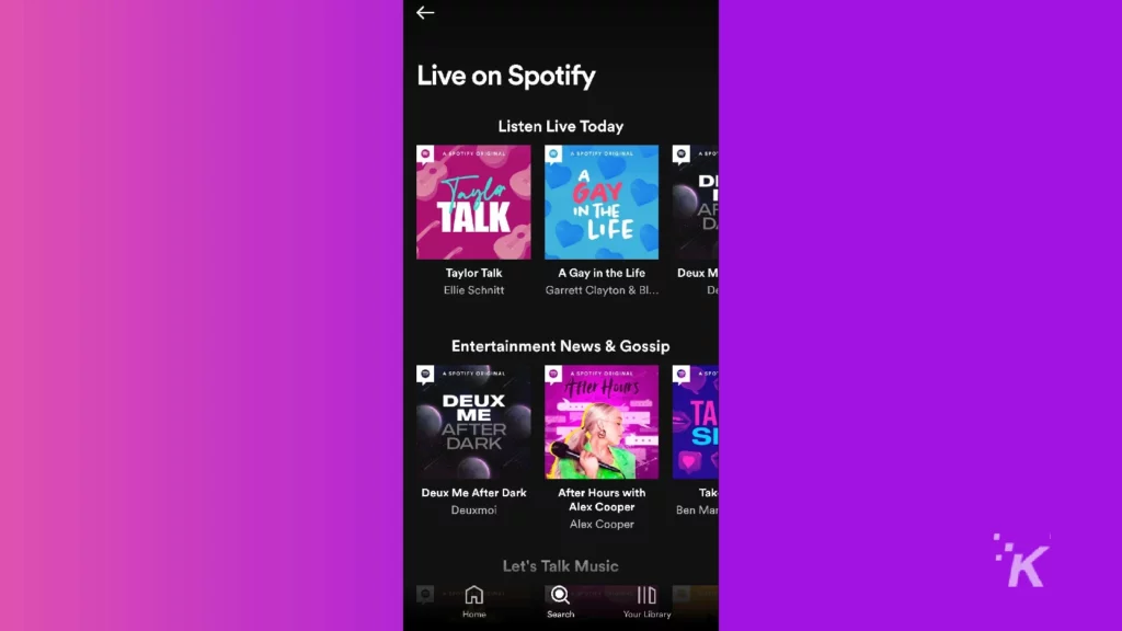 spotify live shows in the main app