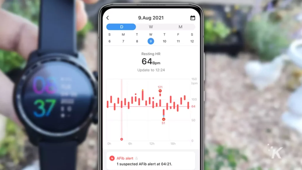 ticwatch app showing heart rate