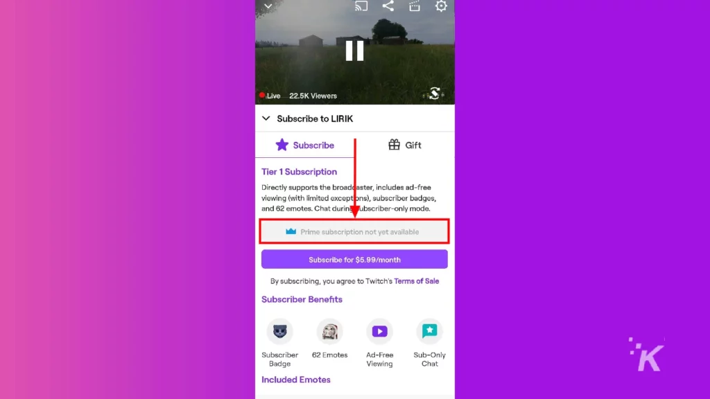 twitch mobile prime subscription