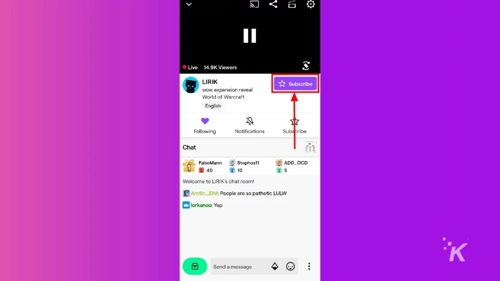 twitch mobile subscribe button