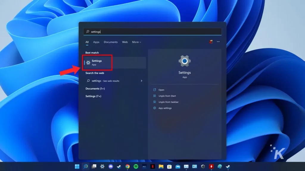 windows 11 settings search