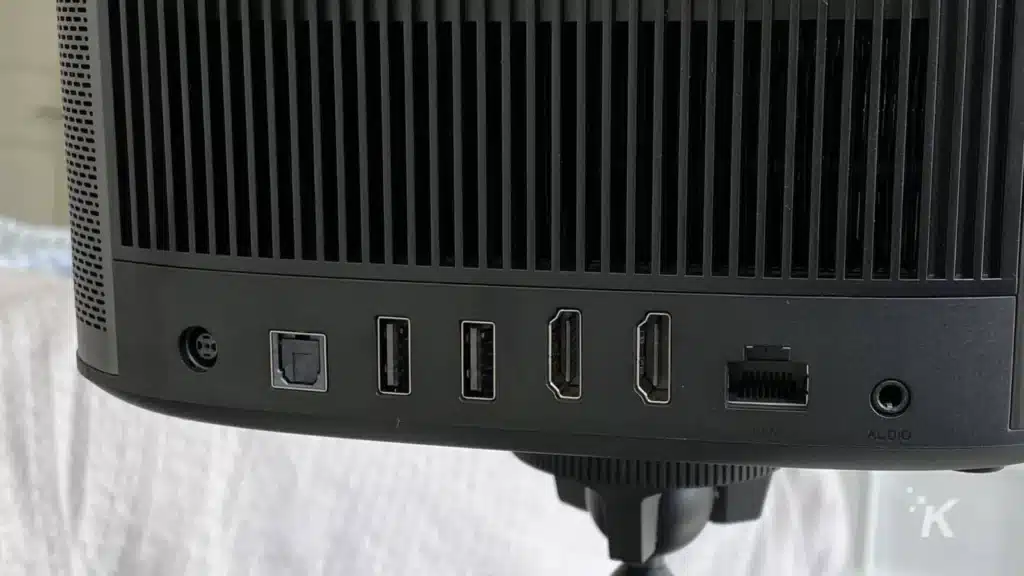 back of the xgimi horizon pro projector showing all of its ports