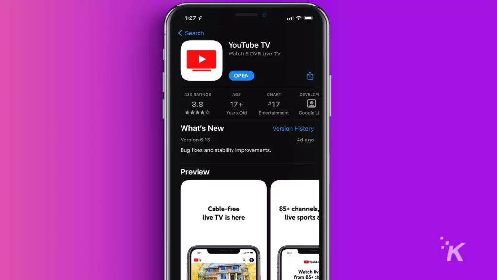 application youtube tv sur iphone