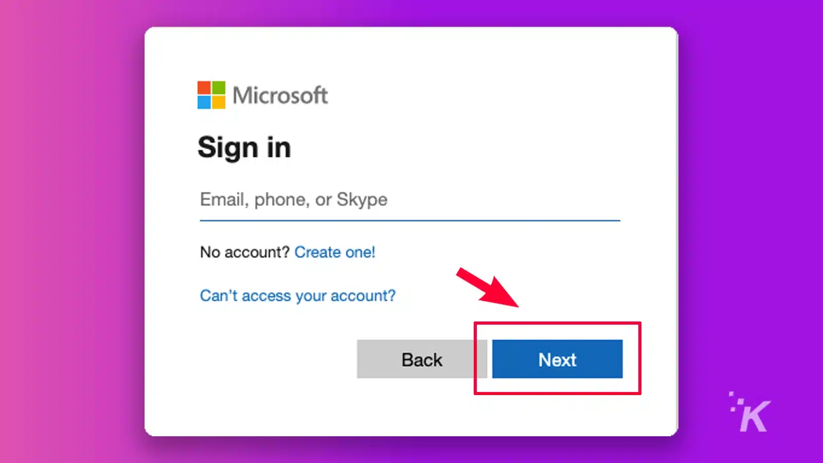 microsoft sign in page