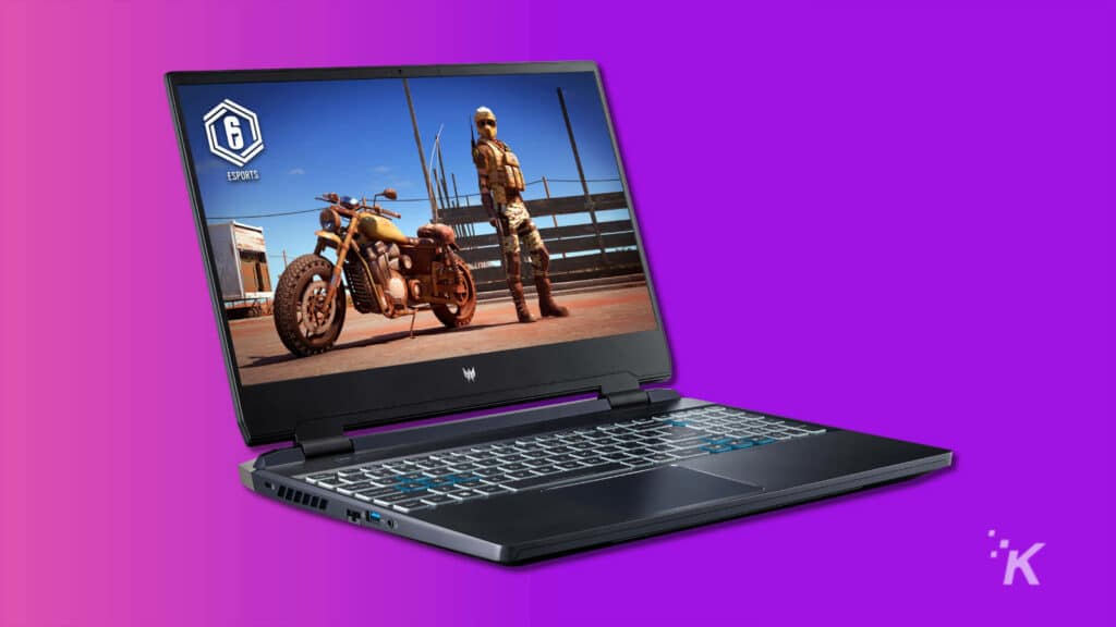 acer predator helios 300 spatiallabs edition gaming laptop on a purple background