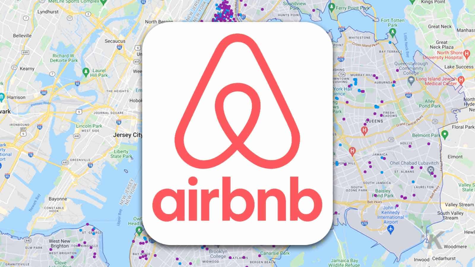 Airbnb logo and blurred background