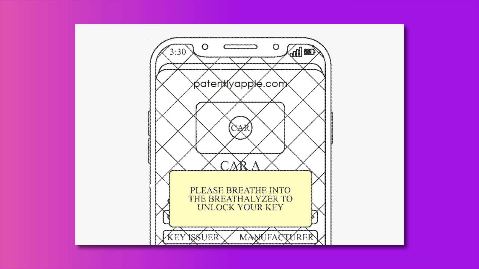 Apple car key breathalyzer patent illustration