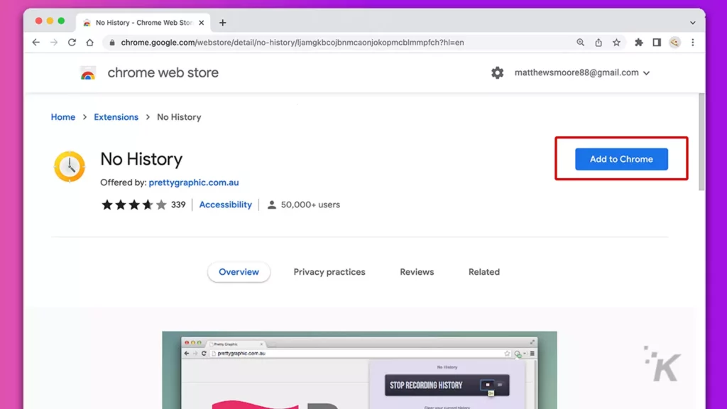 chrome extension for web history