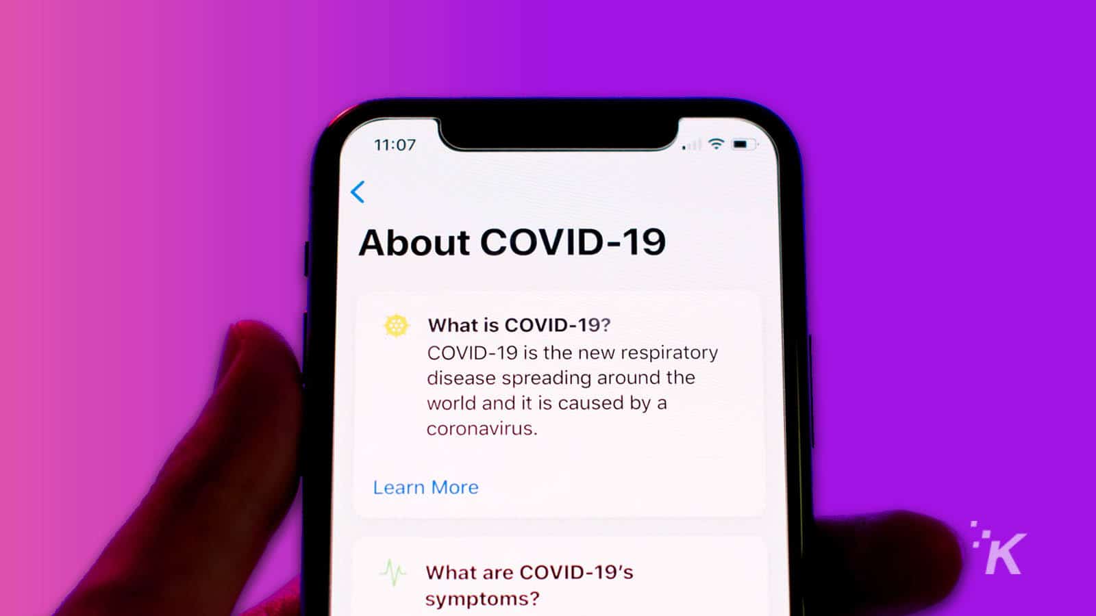 Covid-19 app on smartphone