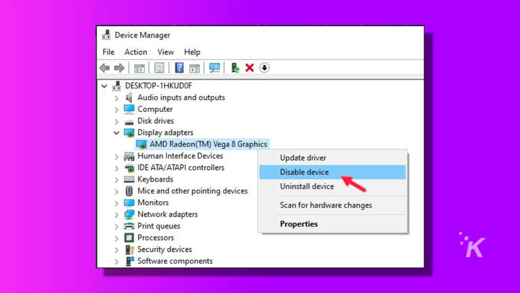 enable device windows graphics card PC
