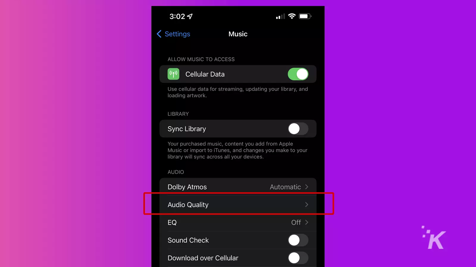 audio quality option on iphone