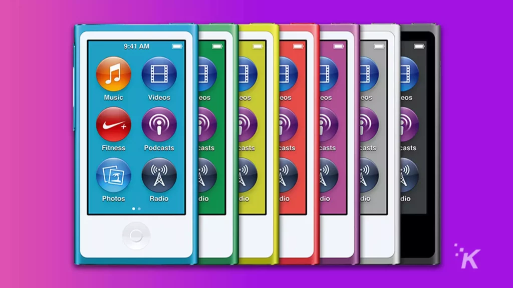 7th generation ipod nano on purple background