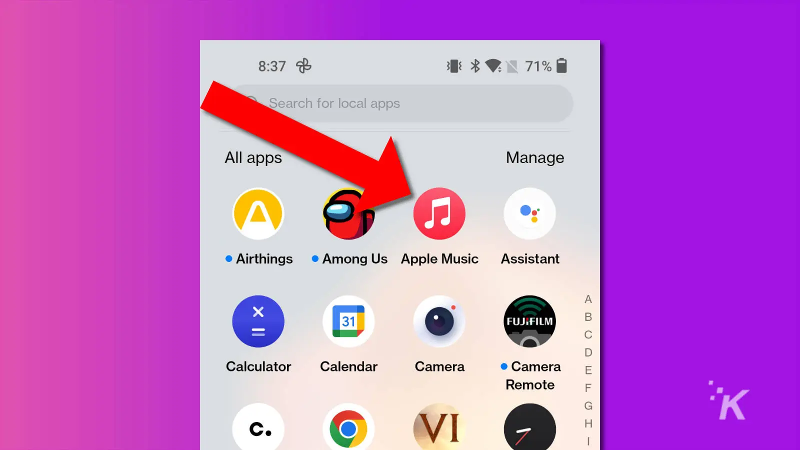 screenshot of apple music on android showing the icon on the home screen