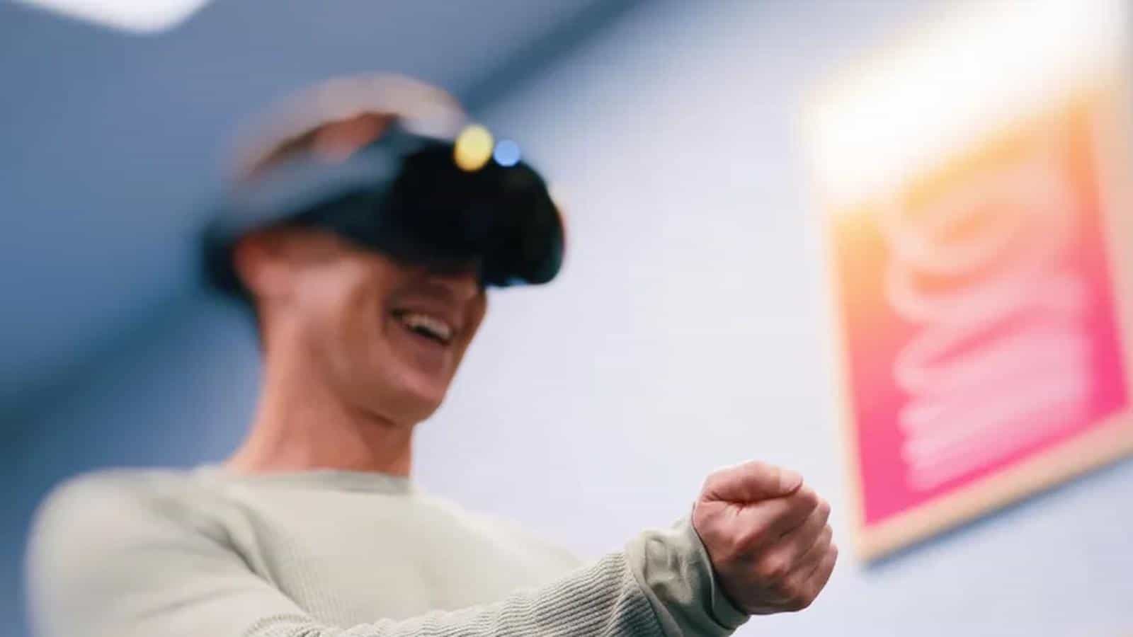 mark zuckerberg wearing meta's project cambria vr headset