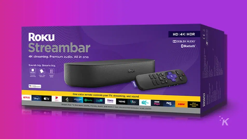 roku streambar on a purple background