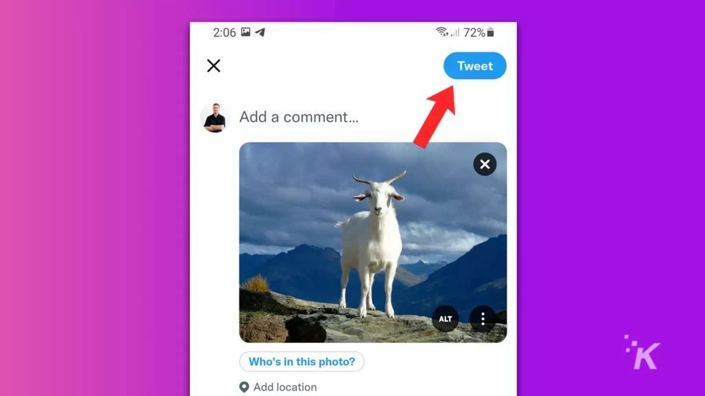 tweet button on mobile app