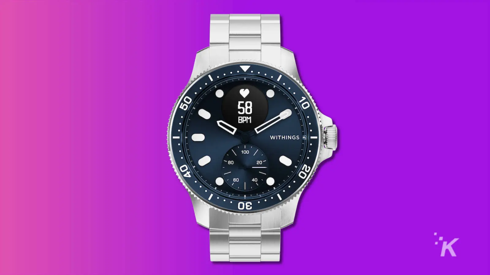 withings scanwatch horizon smartwatch on purple background