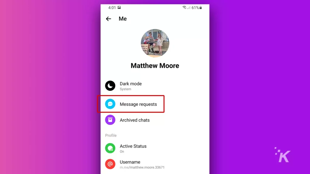 message requests on facebook messaging app