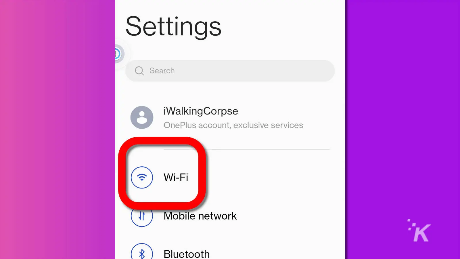 screenshot of android wifi settings