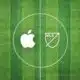 apple icon and mls icon on soccer field