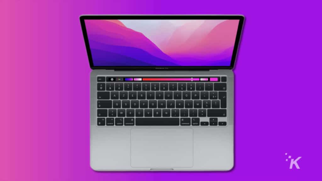 apple macbook pro 13 m2 on purple background