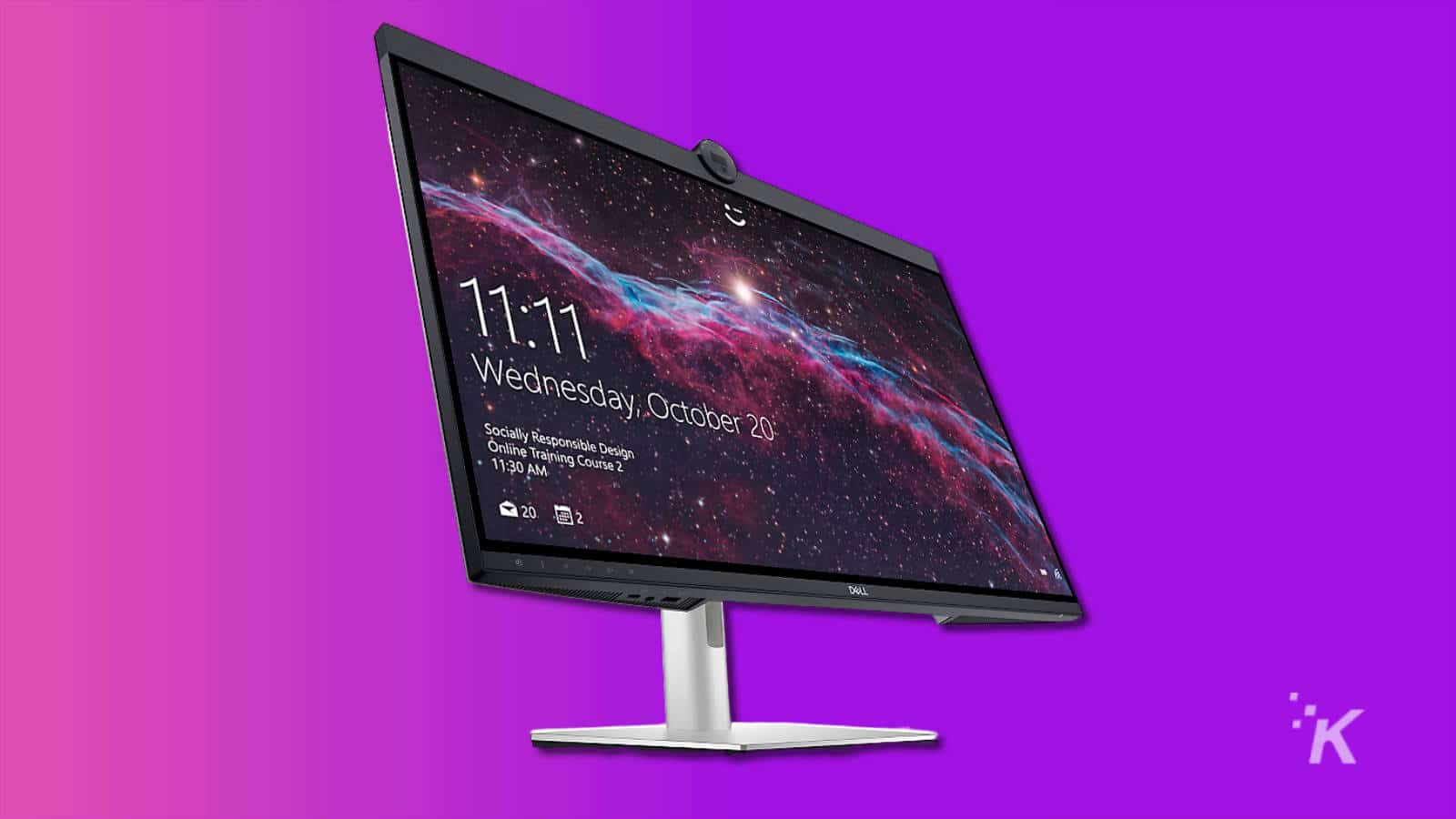 dell ultrasharp u3223qz monitor on purple background