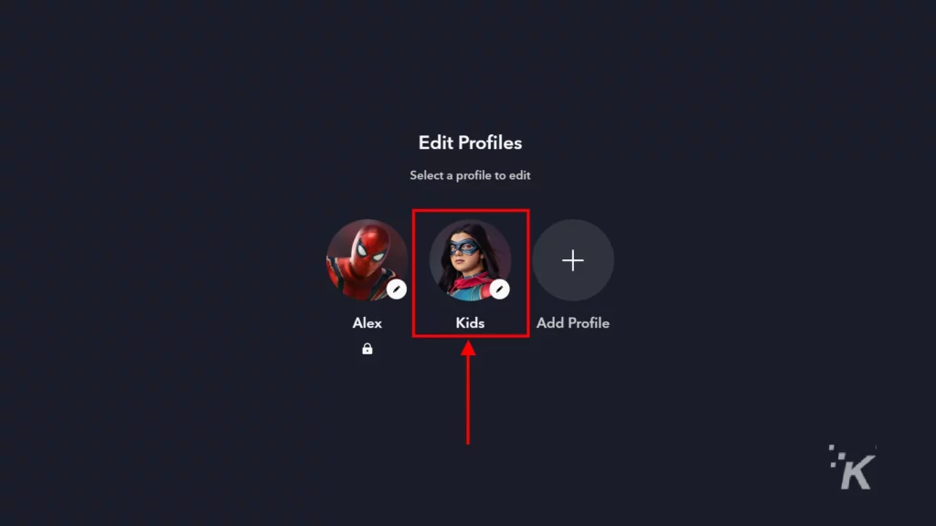 disney+ choose profile to edit