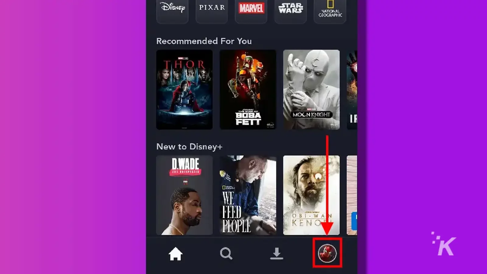 disney plus mobile homescreen