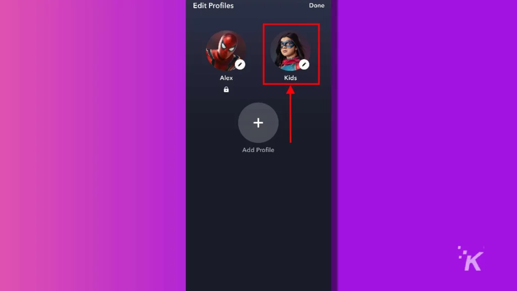 disney+ select profile to edit mobile