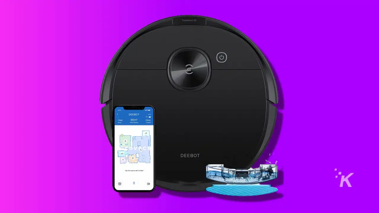 ecovacs deebot n8 robot vacuum on purple background