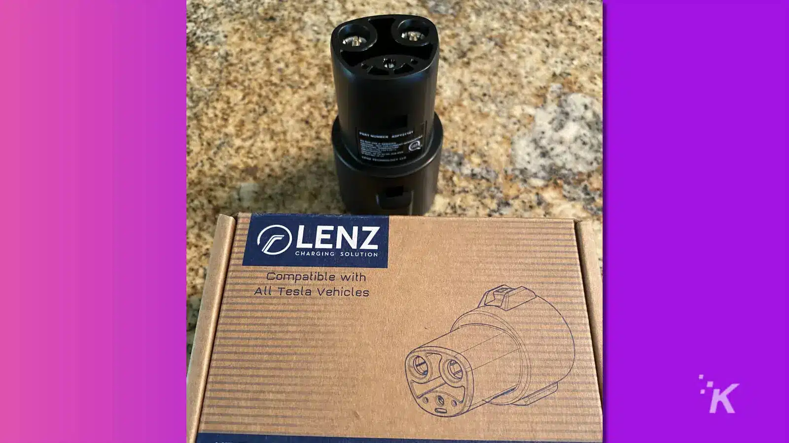 lenz charging adapter on a table