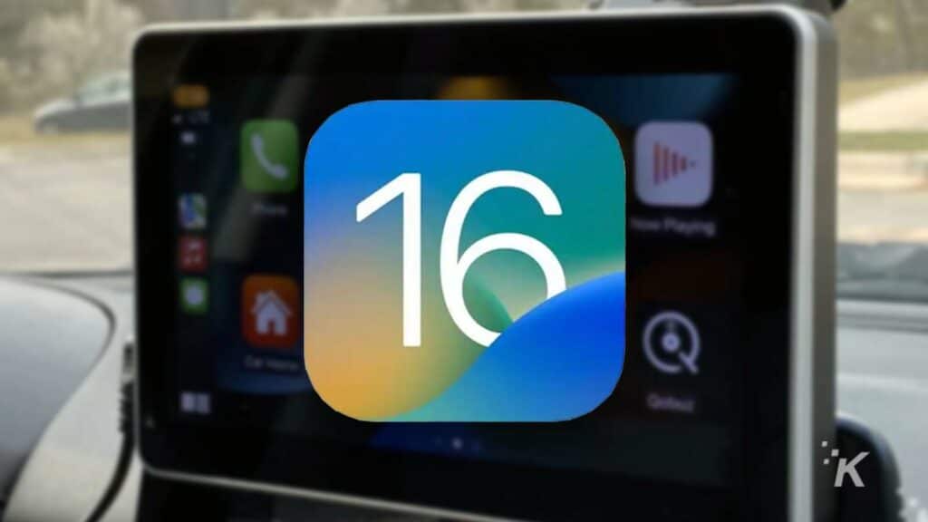 ios 16 icon in front of car screen