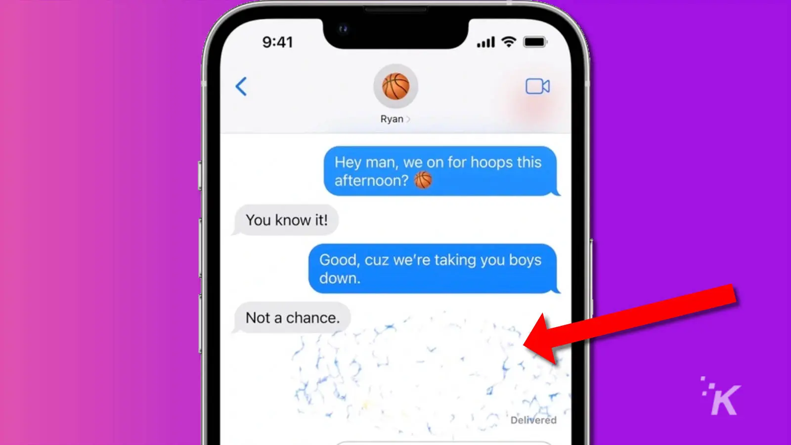 screenshot of ios 16 messages app showing how to unsend a message