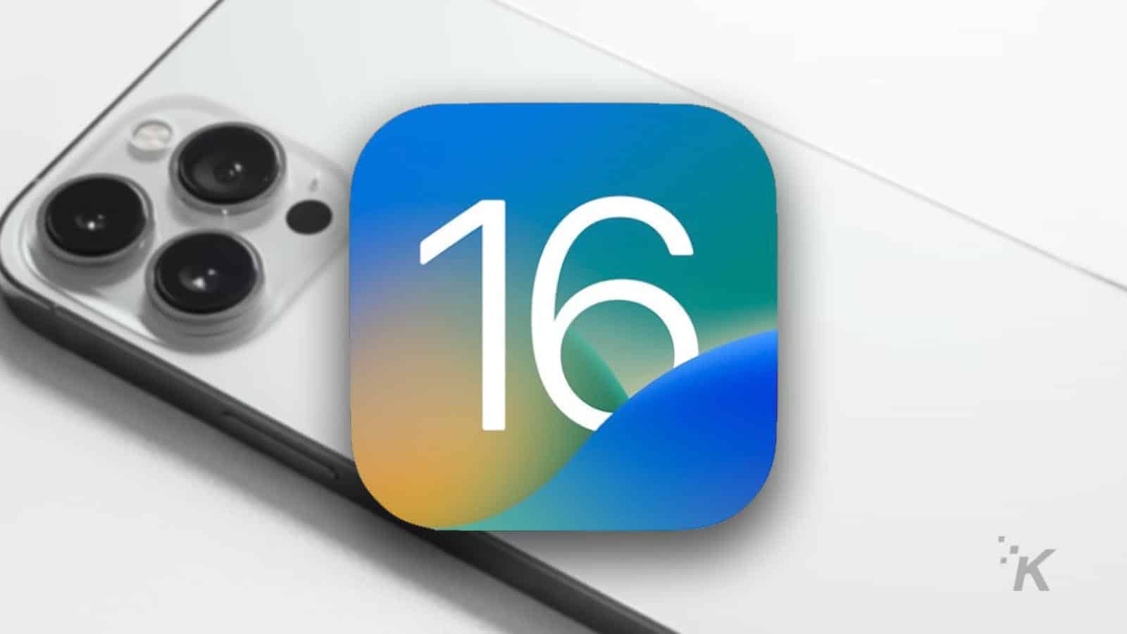 Ios 16 icon with blurred iphone in background