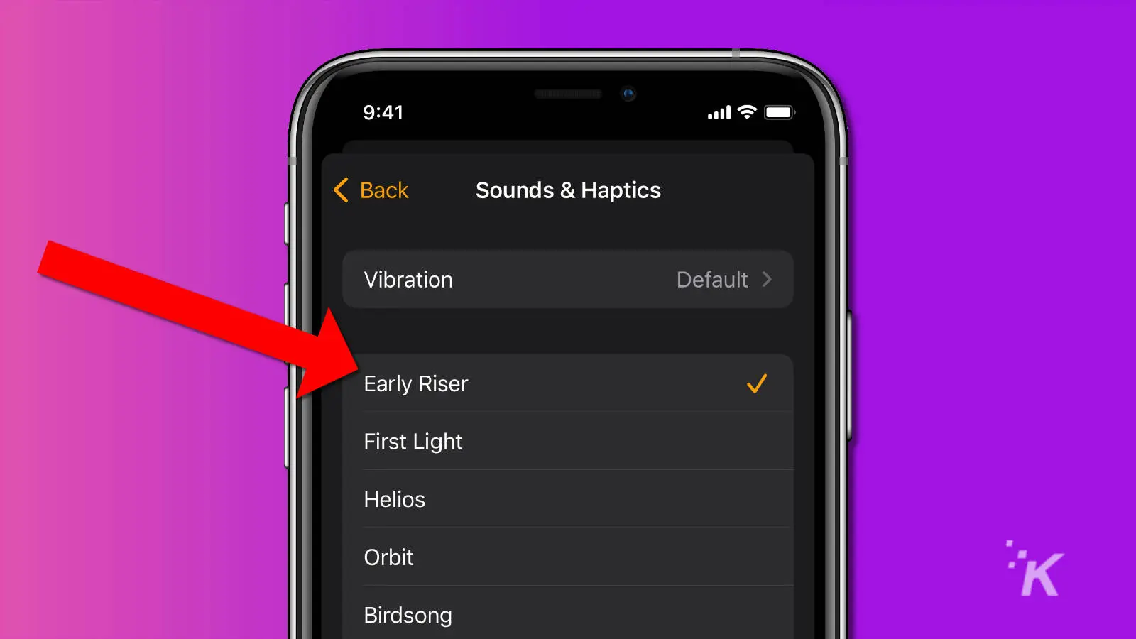 Screenshot of ios 16 alarm tone options