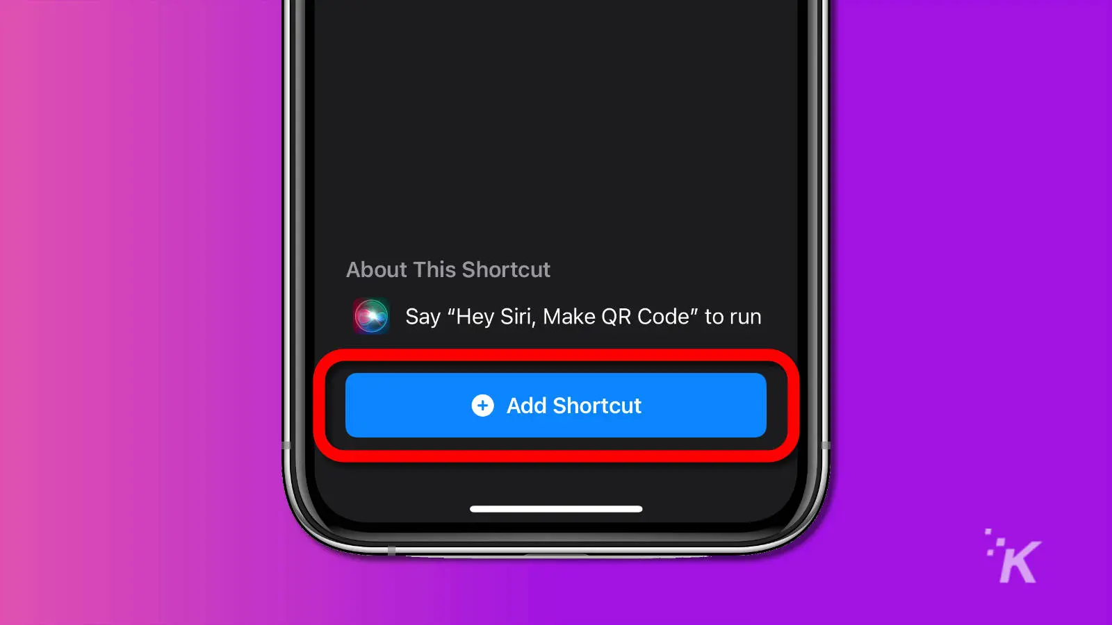 screenshot of ios shortcuts app