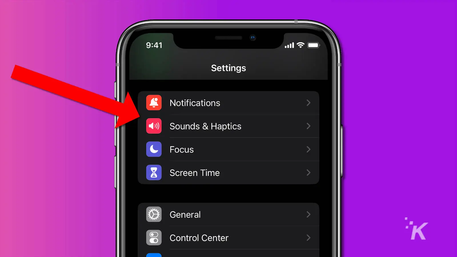 screenshot of ios settings app