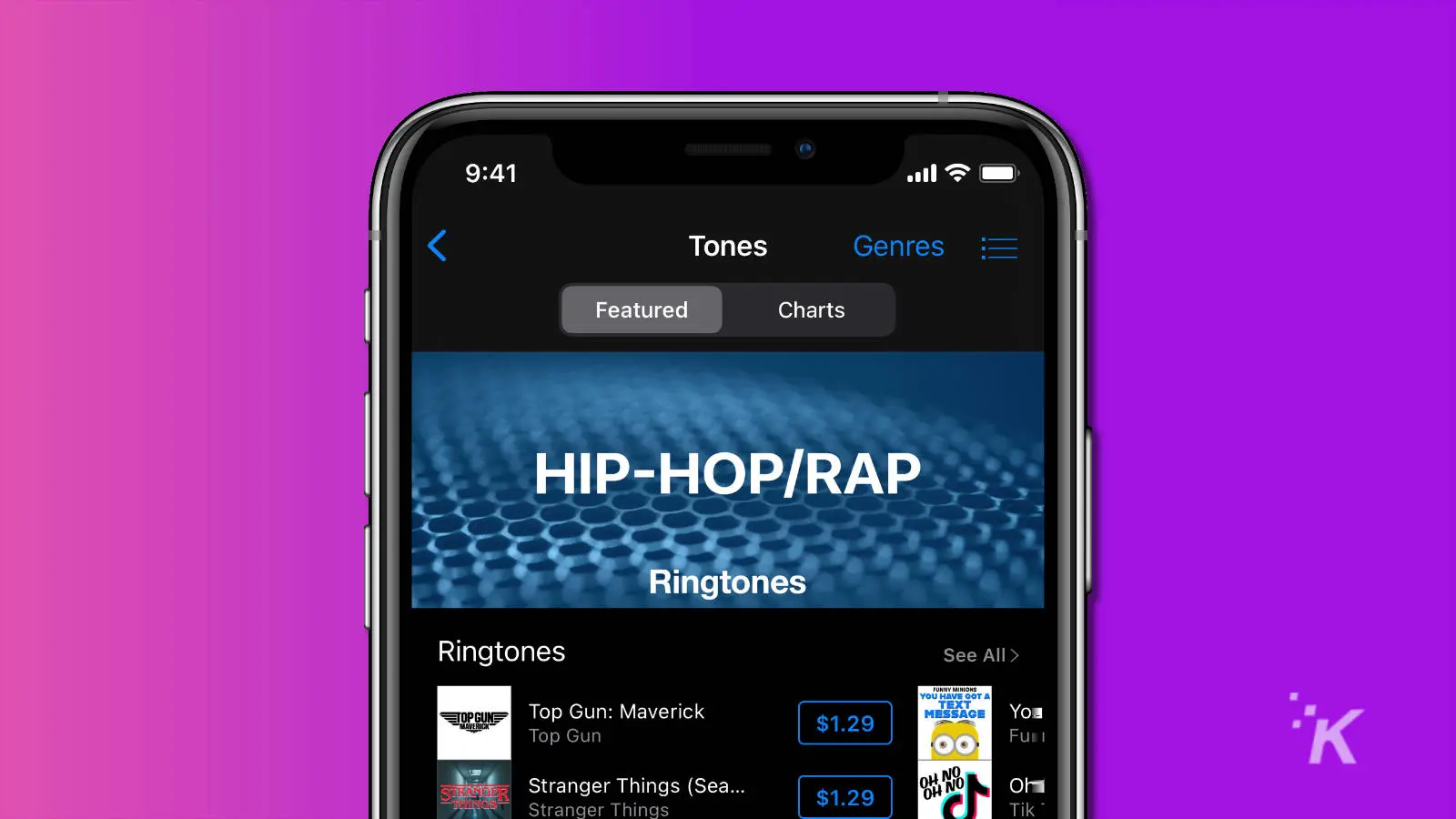 Screenshot of ios tone store