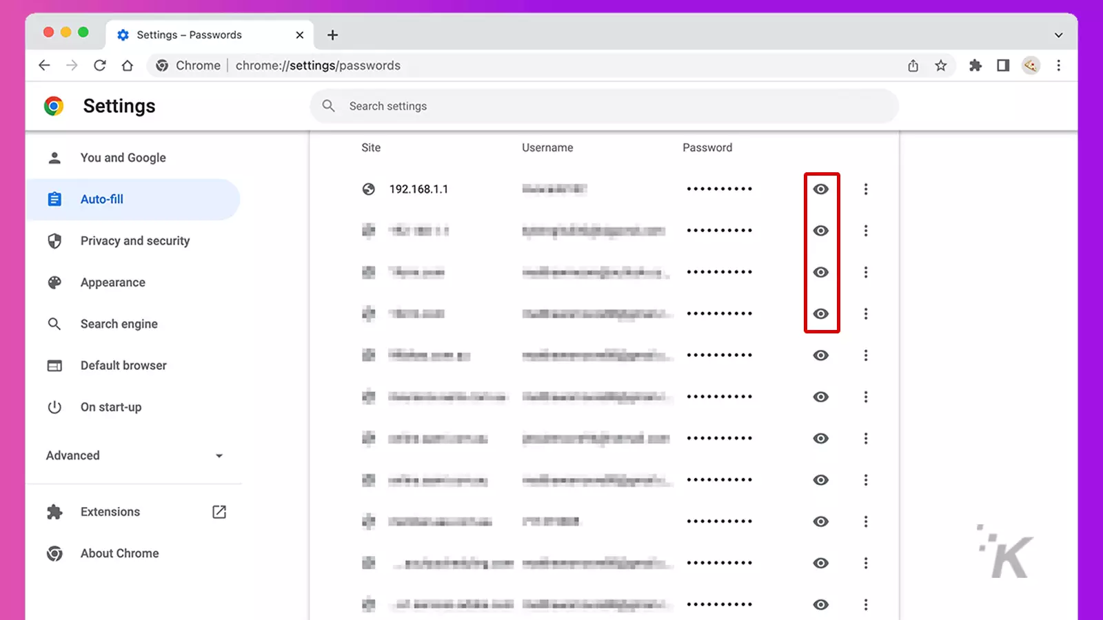 show passwords in google chrome