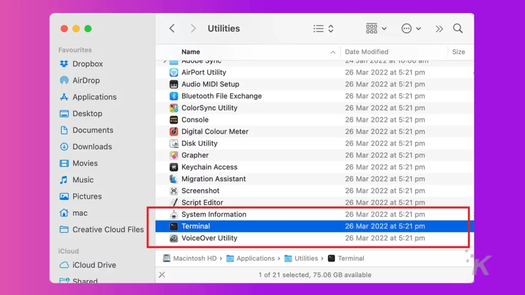 Mac utilities terminal 