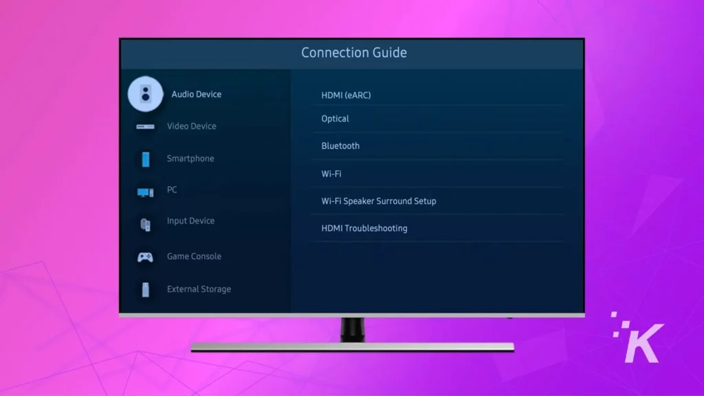 open the Bluetooth settings on your Samsung TV