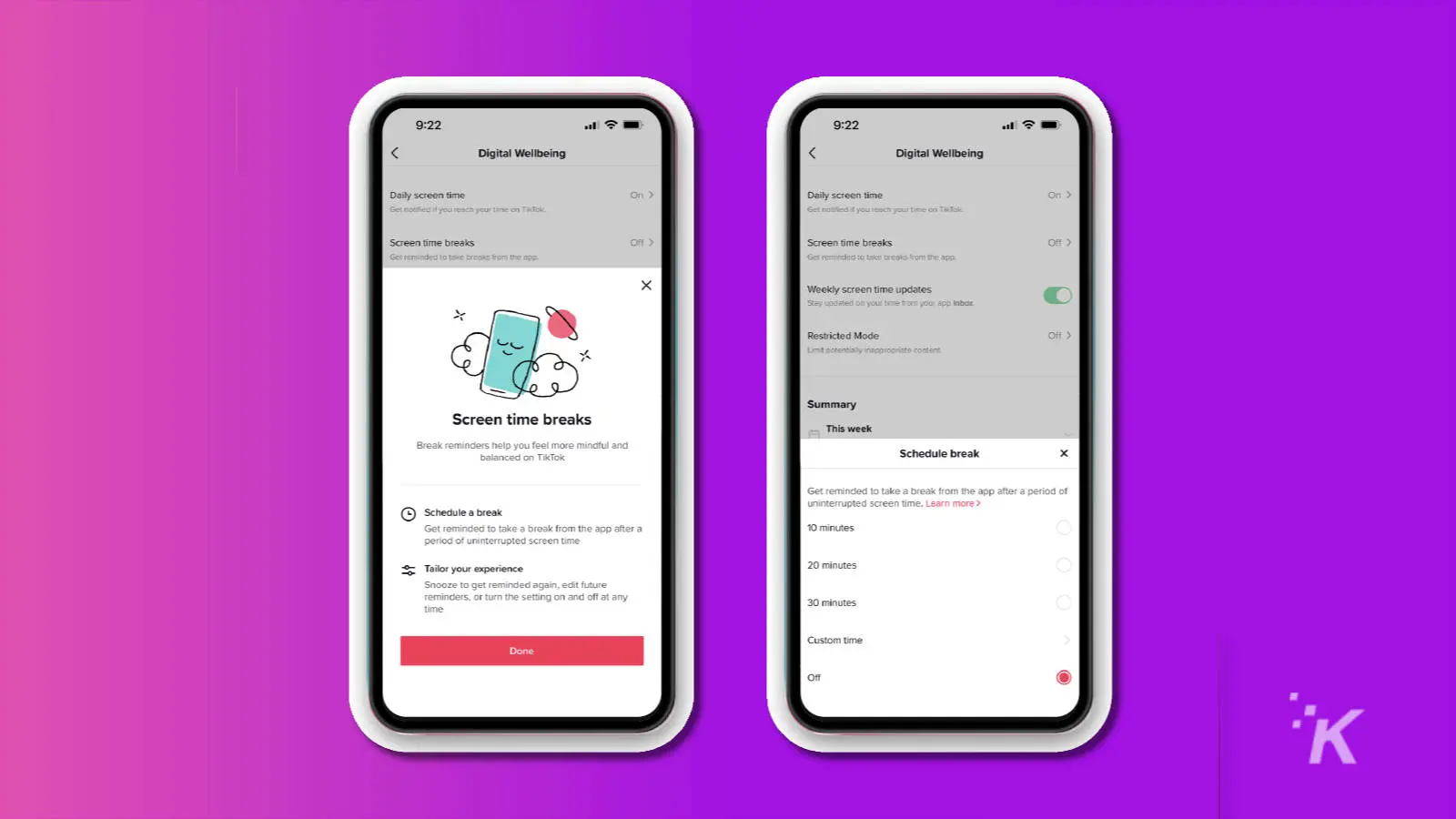 Screenshots of new tiktok screen time dashboard