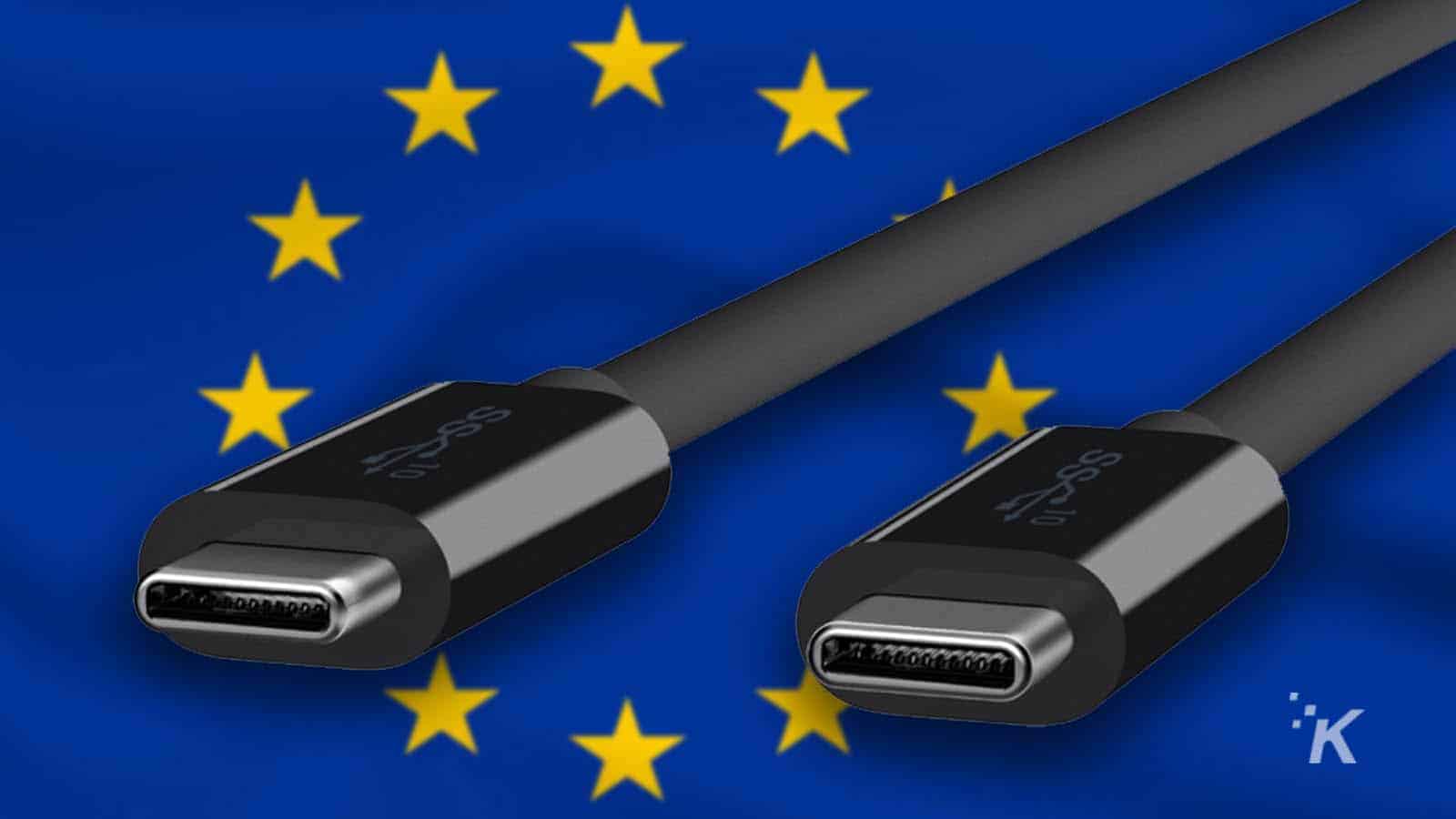 usb-c cables on eu flag