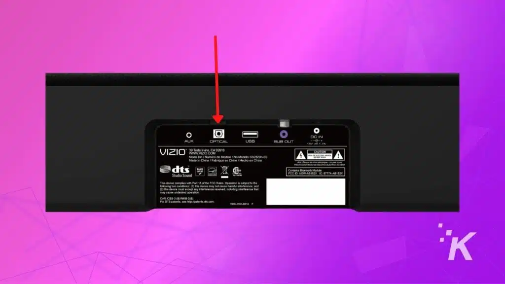 vizio sound bar optical cable
