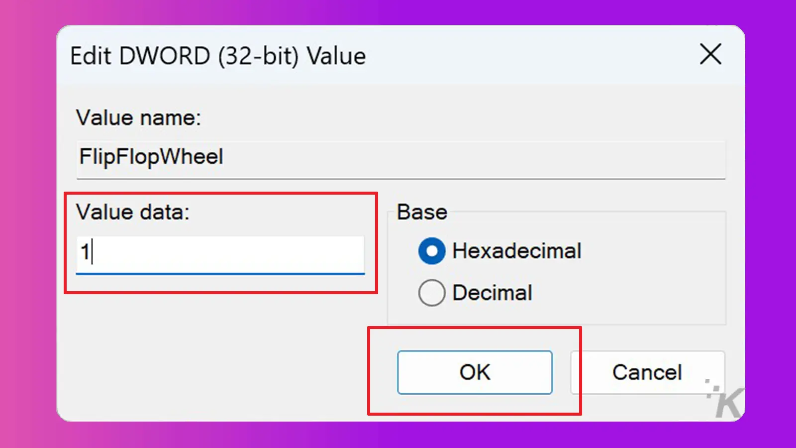 Windows regedit flipflopwheel