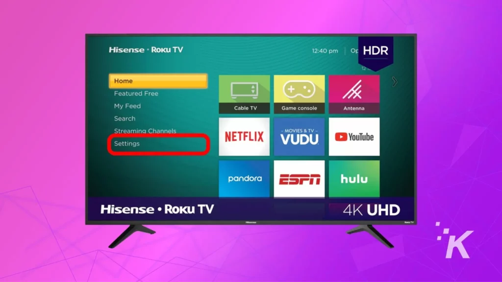 hisense roku tv home menu and settings