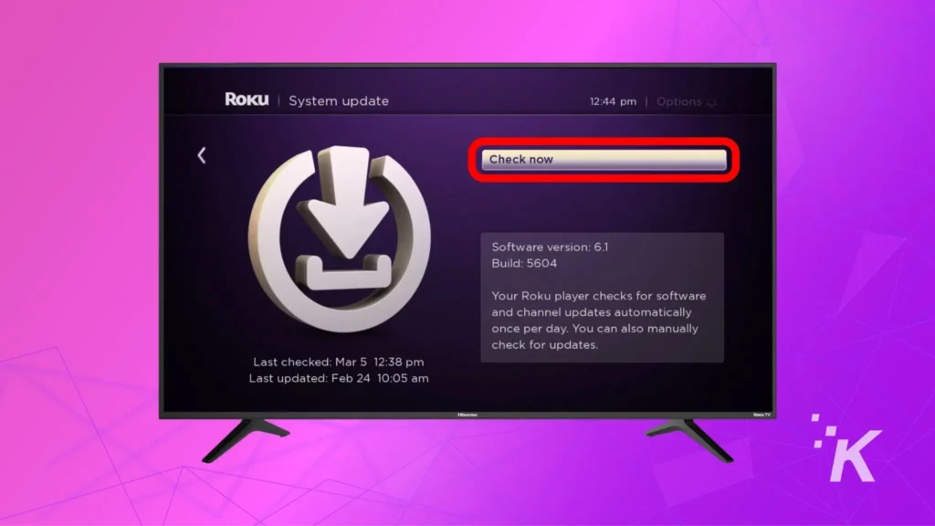 hisense roku tv looking for updates