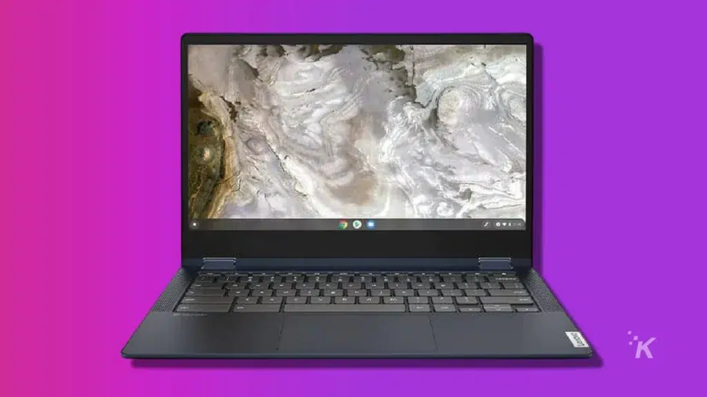 Lenovo Chromebook 5i on purple background