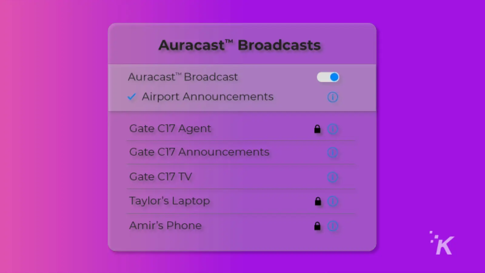 mockup of how auracast could look